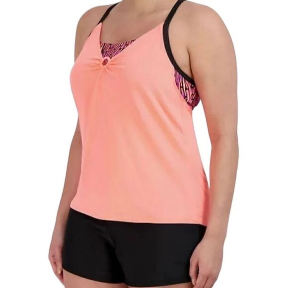 ZeroXposur Ladies Light Weight 4-Way Stretch Solid 2For Top Swimsuit - Scallop S - Picture 1 of 8